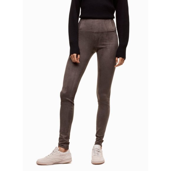 Aritzia Pants - ARITZIA WILFRED FREE Chocolate Brown Faux Suede High Rise Leggings